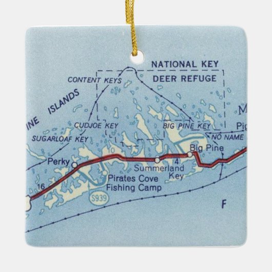 Big Pine Key Dealer Vintage Karte Keramikornament (Vorderseite)