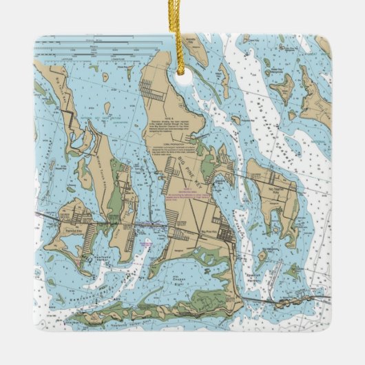 Big Pine Key Florida Nautic Chart Keramikornament (Vorderseite)