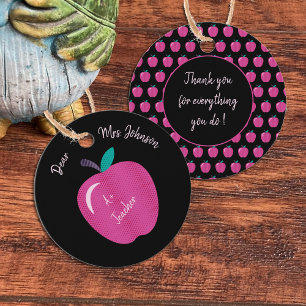 Big Pink Apple Teacher Geschenktasten Geschenkanhänger