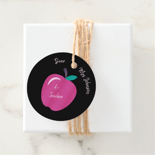 Big Pink Apple Teacher Geschenktasten Geschenkanhänger (Beispiel)