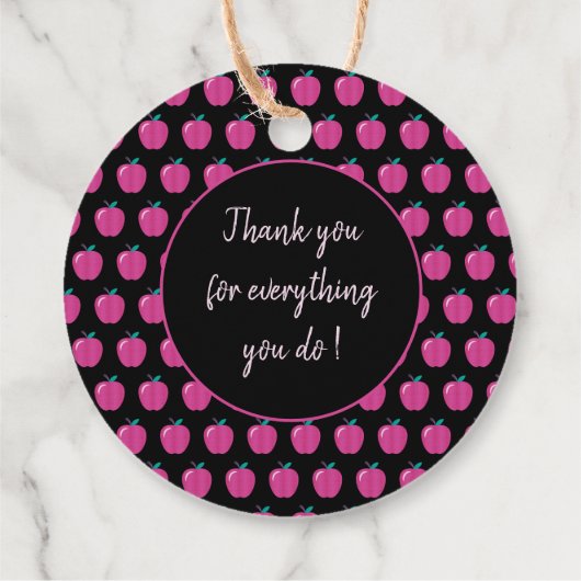 Big Pink Apple Teacher Geschenktasten Geschenkanhänger (Rückseite)