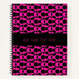 Big Pink Black Polka Dot Abstraktes Muster Notizblock