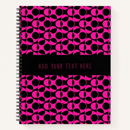 Big Pink Black Polka Dot Abstraktes Muster Notizblock (Vorderseite)