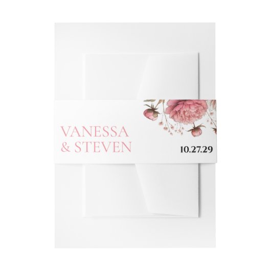 Big Pink Blooms Hochzeit Einladungsbanderole (Vorderseite Beispiel)