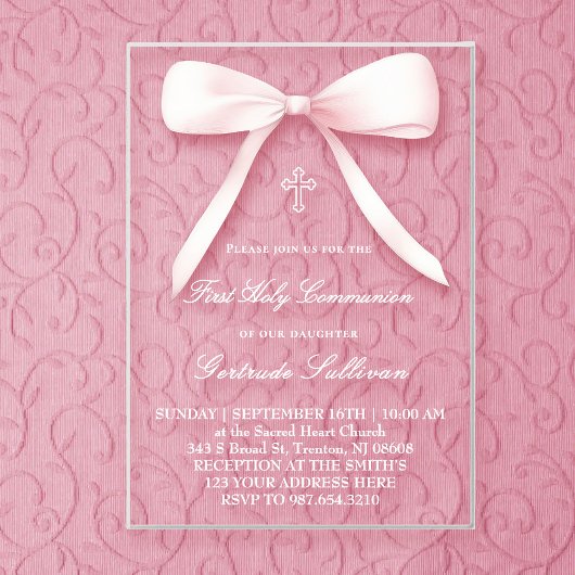 big pink bow | First Communion Acryleinladungen