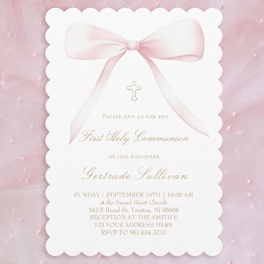 big pink bow | First Communion Einladung