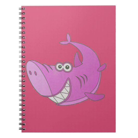 Big Pink Cartoon Shark Notizblock (Vorderseite)