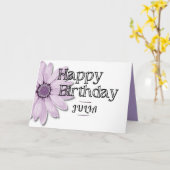 Big Pink Daisy Chic Happy Birthday Individuelle Na Karte (Gelbe Blume)