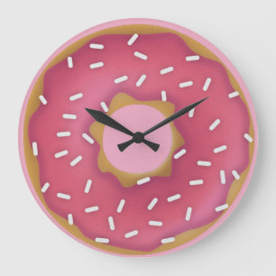 Big Pink Donut Große Wanduhr