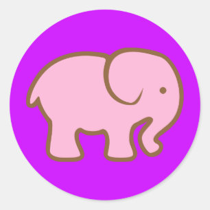 Big Pink Elephant Runder Aufkleber