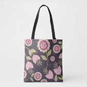 Big Pink Floral Tulip Muster Tasche (Vorderseite)