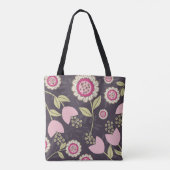 Big Pink Floral Tulip Muster Tasche (Rückseite)