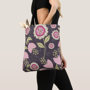 Big Pink Floral Tulip Muster Tasche