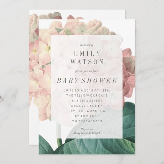 Big Pink Green Blume Kinderdusche Einladung (Vorne/Hinten)