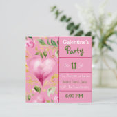 Big Pink Heart Patches für das Galentiner Day Part Einladung (Stehend Vorderseite)