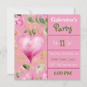 Big Pink Heart Patches für das Galentiner Day Part Einladung (Vorderseite)