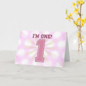 Big Pink Nummer Eins, Girls erster Geburtstag Karte (Gelbe Blume)