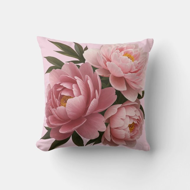 Big Pink Peonies Pillows - Vintage Blume Kissen (Vorderseite)