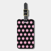 Big Pink Polka Dots on Black  Gepäckanhänger (Vorderseite vertikal)