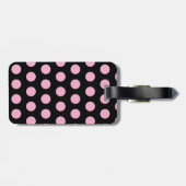 Big Pink Polka Dots on Black  Gepäckanhänger (Rückseite horizontal)