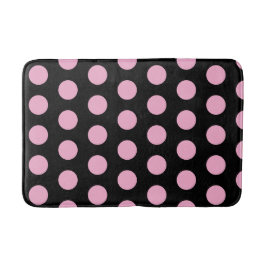 Big Pink Polka Punkte auf schwarz Badematte