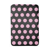 Big Pink Polka Punkte auf schwarz Badematte (Vorderseite Vertikal)
