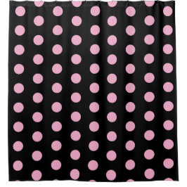 Big Pink Polka Punkte auf schwarz Duschvorhang