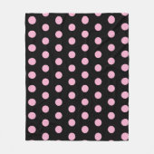Big Pink Polka Punkte auf schwarz Fleecedecke (Vorderseite)
