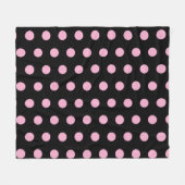 Big Pink Polka Punkte auf schwarz Fleecedecke (Vorderseite (Horizontal))