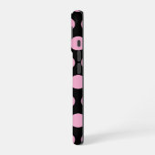 Big Pink Polka Punkte auf schwarz iPhone 16 Hülle (Linke Seite)