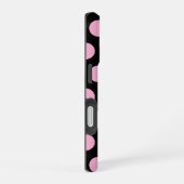 Big Pink Polka Punkte auf schwarz iPhone 16 Hülle (Rechte Seite)