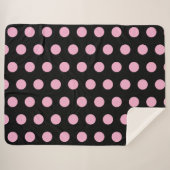 Big Pink Polka Punkte auf schwarz Sherpadecke (Vorderseite (Horizontal))