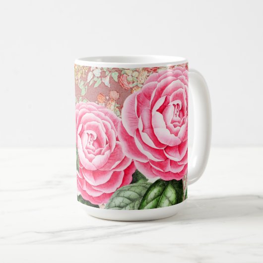 Big Pink Roses Art Tassen Cup (VorderseiteRechts)