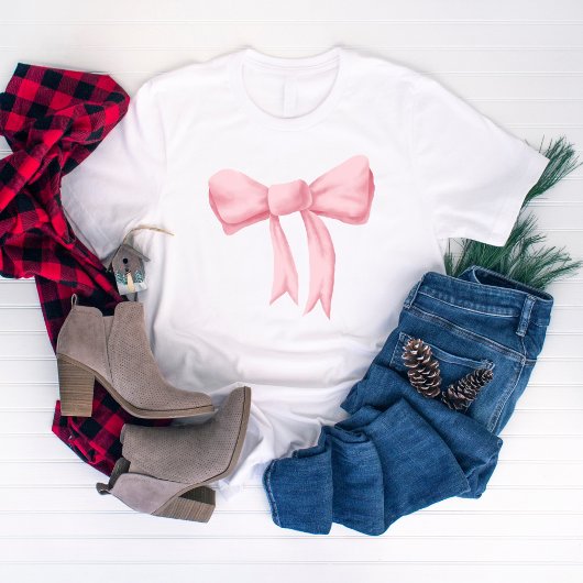 Big Pink Watercolor Bow T-Shirt