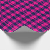 Big Pixel Check Plaid in Pink Navy Geschenkpapier (Ecke)