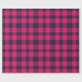 Big Pixel Check Plaid in Pink Navy Geschenkpapier (Flach)