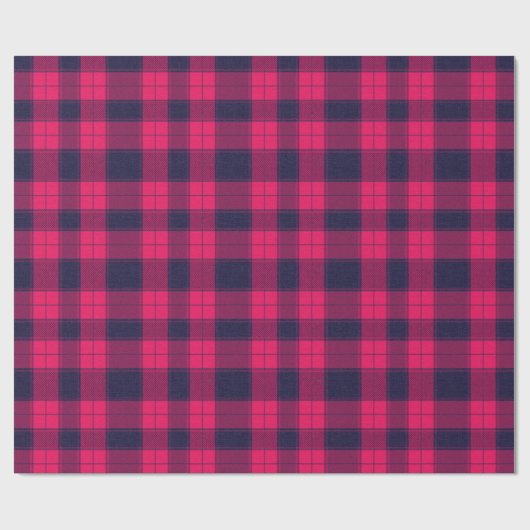 Big Pixel Check Plaid in Pink Navy Geschenkpapier (Flach)