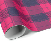 Big Pixel Check Plaid in Pink Navy Geschenkpapier (Rolleneckpunkt)