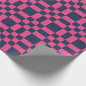 Big Pixel Check Plaid Navy and Pink Geschenkpapier (Ecke)