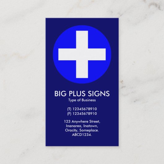 Big Plus Schilder Blau - Dunkelblau Visitenkarte (Vorderseite)