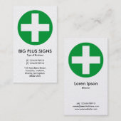 Big Plus Schilder Grün - Weiß (Goldkarte) Visitenkarte (Vorne/Hinten)