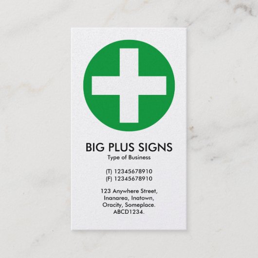Big Plus Schilder Grün - Weiß (Goldkarte) Visitenkarte (Vorderseite)