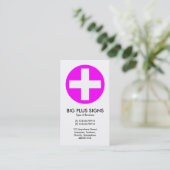 Big Plus Schilder Magenta - Weiß Visitenkarte (Stehend Vorderseite)