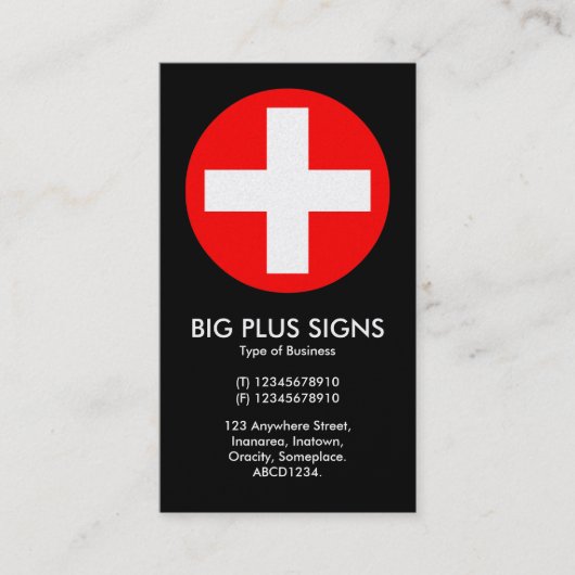 Big Plus Schilder rot - schwarz (Platinum Card) Visitenkarte (Vorderseite)