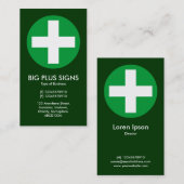 Big Plus Zeichen grün - Dunkelgrün Visitenkarte (Vorne/Hinten)