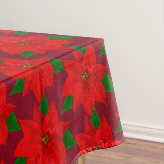 Big Poinsettia Blume Pattern auf Burgund Tischdecke (Beispiel)