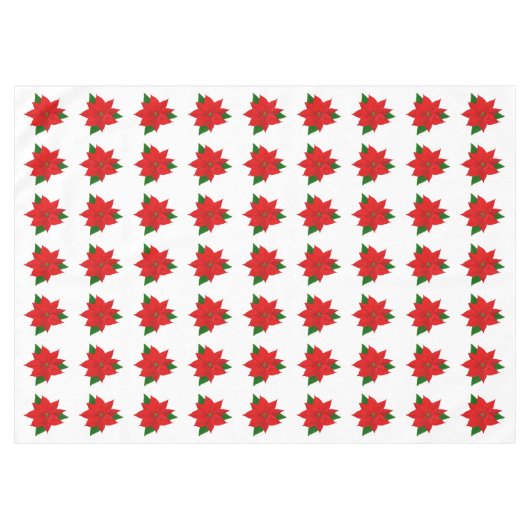 Big Poinsettia Blume Pattern auf weißem Tablettenf Tischdecke (Vorderseite (Horizontal))