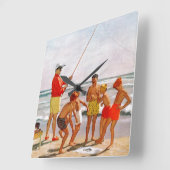 Big Pole Little Fish von Richard Sargent Quadratische Wanduhr (Winkel)