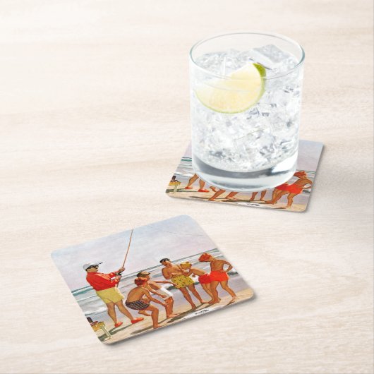 Big Pole Little Fish von Richard Sargent Rechteckiger Pappuntersetzer (Vor Ort)