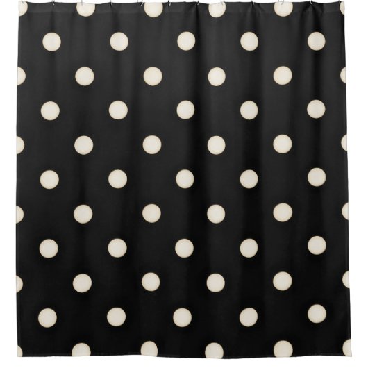 Big Polka Dots Antikes Weiß und Schwarz Duschvorhang (Vorderseite)
